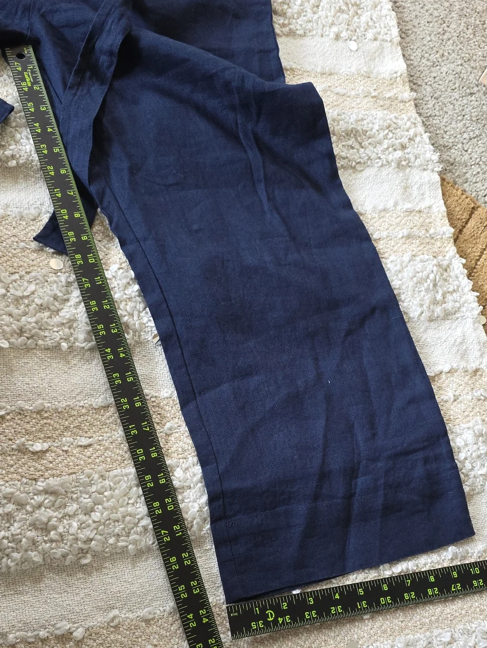 Quince Navy Square-Neck Linen-Blend Jumpsuit with Tie Waist Medium